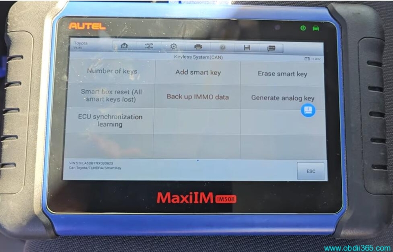 Autel IM508 Adds 2022 Toyota Tundra Key with OBDSTAR 30 PIN Cable