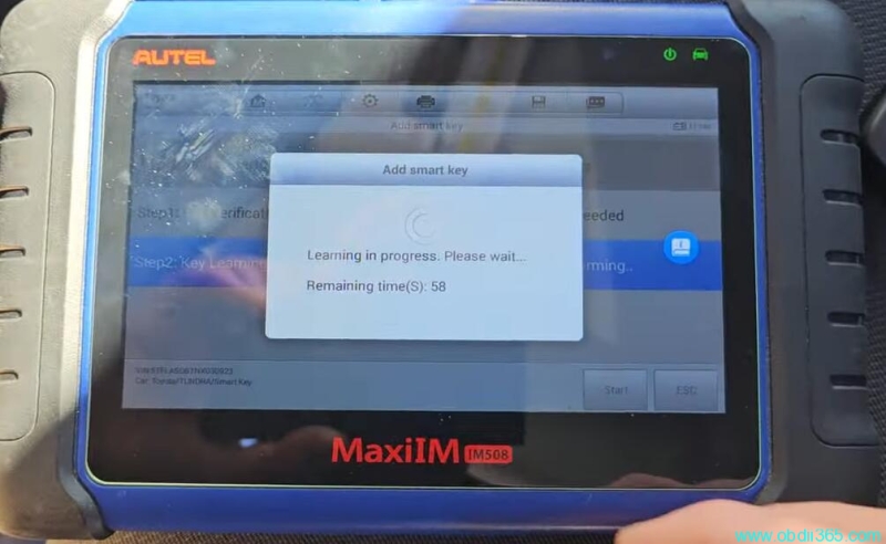 Autel IM508 Adds 2022 Toyota Tundra Key with OBDSTAR 30 PIN Cable