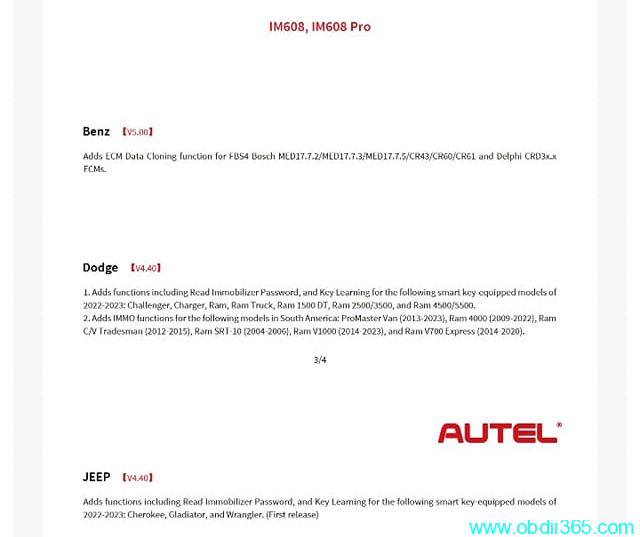 Autel IM608 II Adds 2022-2023 Hyundai Kia Jeep Dodge Password Reading