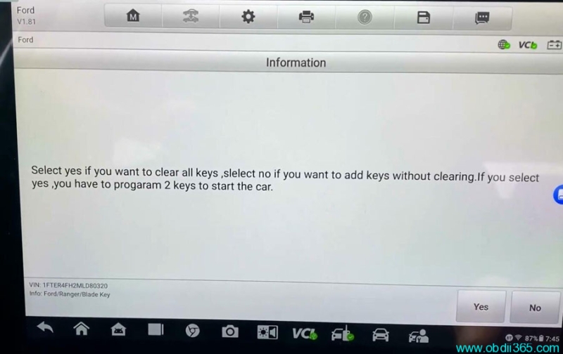 Autel IM608 II Program 2021 Ford Range All Blade Keys Lost (Active Alarm)