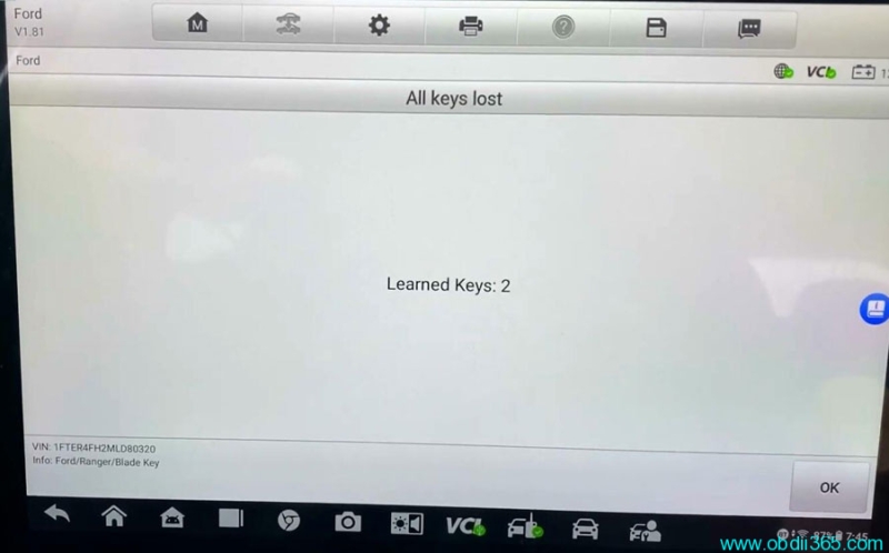 Autel IM608 II Program 2021 Ford Range All Blade Keys Lost (Active Alarm)