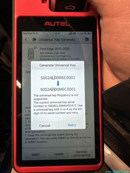 Autel KM100 Ford “Universal Key Frequency is Not Supported” Solution