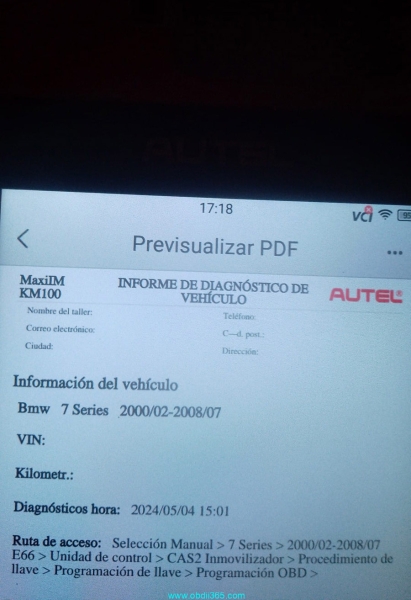 Autel KM100 Program BMW CAS2 Key via OBD