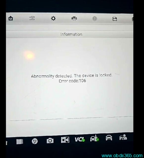 Autel M608 II Abnormality Detected Error Code 106 Solution