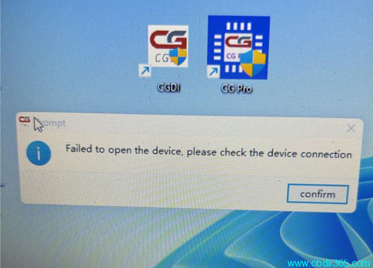 CGDI BMW ‘Failed to Open Device’ Error Solution