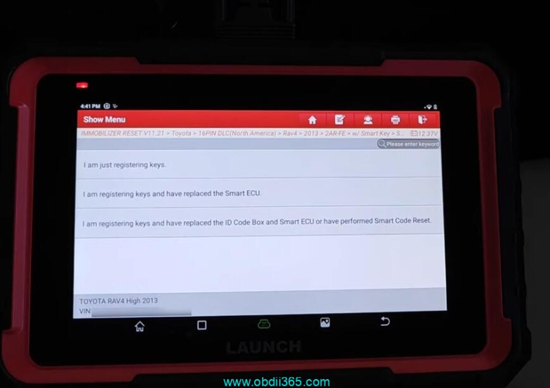 How to Add Toyota RAV4 2013-2018 Smart Key with Launch X431 Pro Elite?