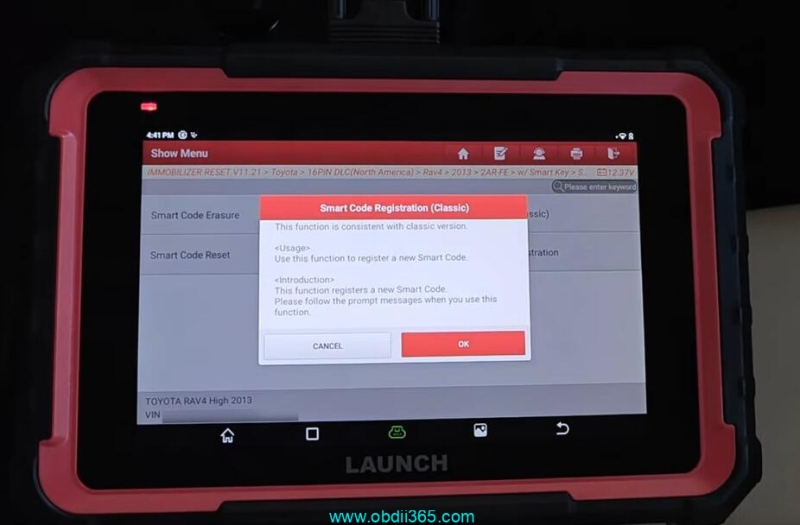 How to Add Toyota RAV4 2013-2018 Smart Key with Launch X431 Pro Elite?