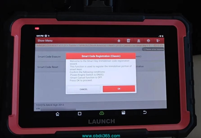 How to Add Toyota RAV4 2013-2018 Smart Key with Launch X431 Pro Elite?