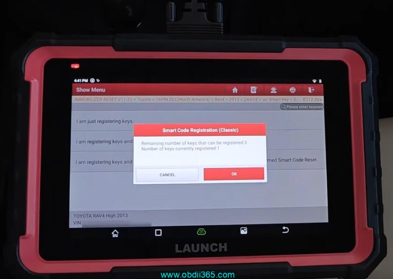 How to Add Toyota RAV4 2013-2018 Smart Key with Launch X431 Pro Elite?