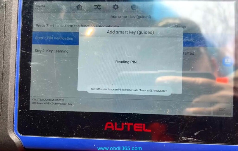 How to Add Toyota Venza 2021 Smart Key with Autel IM508 & 30-PIN Cable?