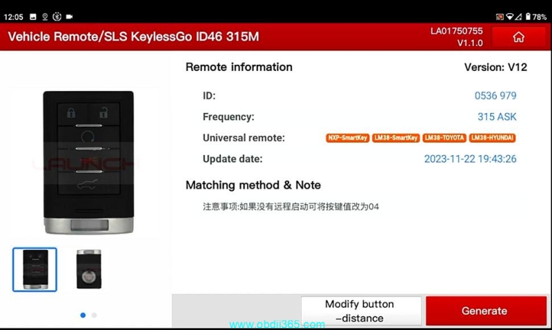 How to Program Cadillac SLS ID46 KeylessGo Smart Key with Launch X431 IMMO Plus?