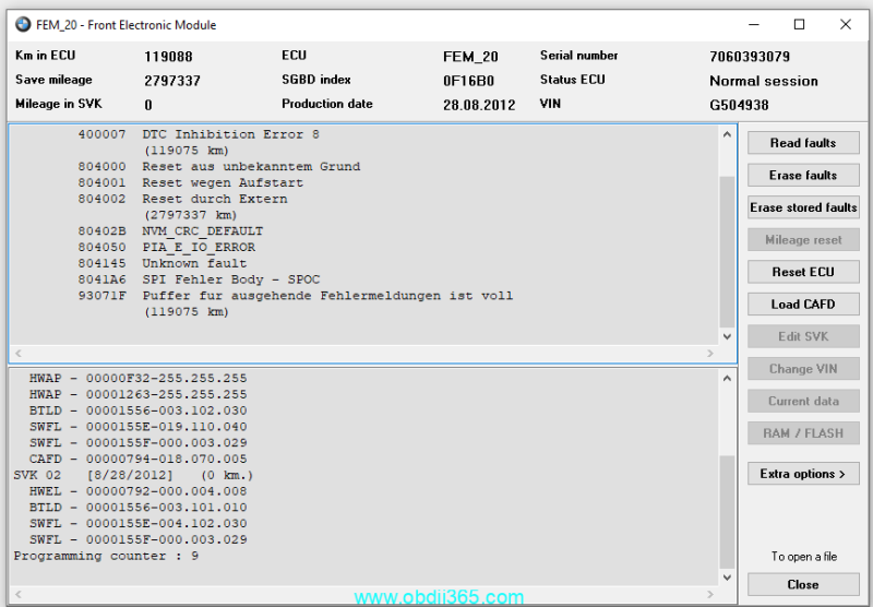 How to Reset the Mileage of A BMW F series FEM?