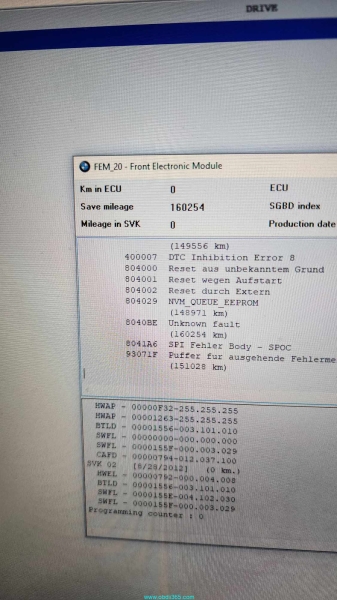 How to Reset the Mileage of A BMW F series FEM?