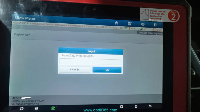 Launch X431 IMMO Plus Nissan Sentra 2020 Asks for 28-digit PIN?