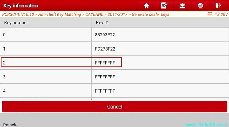 Launch X431 IMMO Plus Program Porsche Cayenne 5M48H Key