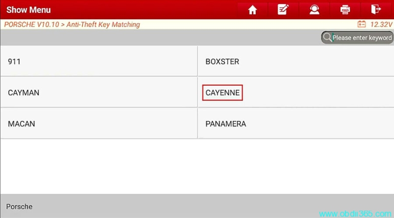 Launch X431 IMMO Plus Program Porsche Cayenne 5M48H Key