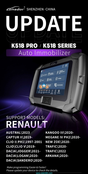 Lonsdor K518 Pro Adds Renault 2020 onwards Key Programming