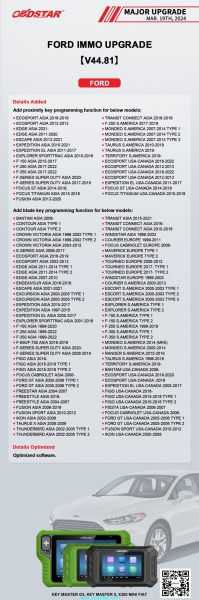 OBDSTAR Adds Ford F250 F350 ECOSPORT IMMO till 2022
