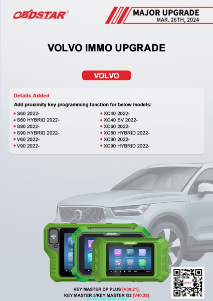 OBDSTAR Adds Volvo 2022- Proximity Key Programming