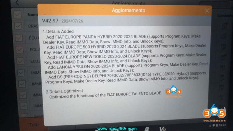 OBDSTAR G3 Read 20220- Fiat Hybrid IMMO Data from BCM