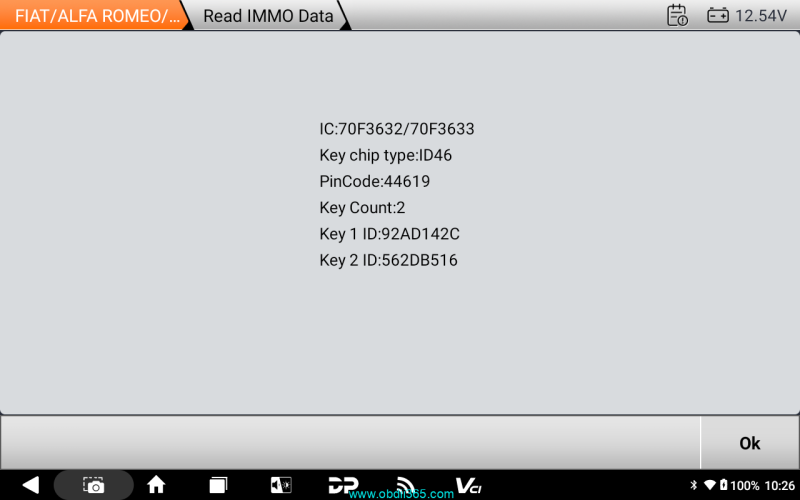 OBDSTAR G3 Read 20220- Fiat Hybrid IMMO Data from BCM