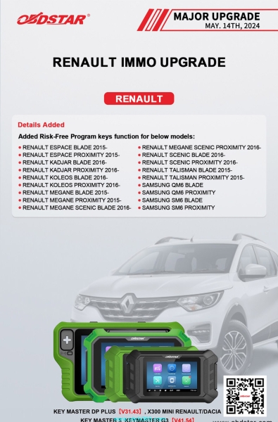 OBDSTAR Update Renault 2016- Key Programming without Risk