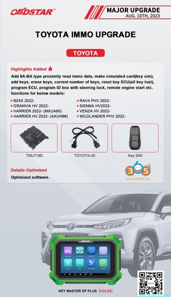 OBDSTAR Update Toyota 2022- 8A-BA Proximity without PIN