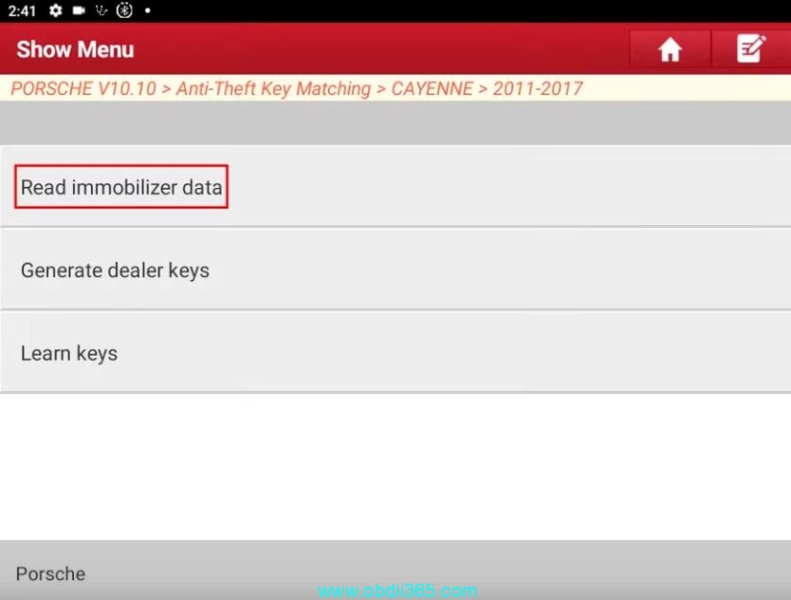 Program Porsche Cayenne 2011-2017 Key with Launch X431 IMMO Plus