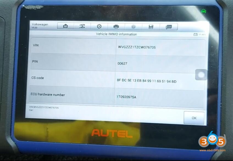 Autel IM508 VW Golf VDO 2009- All Keys Lost in Service Mode