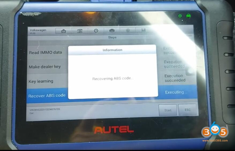 Autel IM508 VW Golf VDO 2009- All Keys Lost in Service Mode