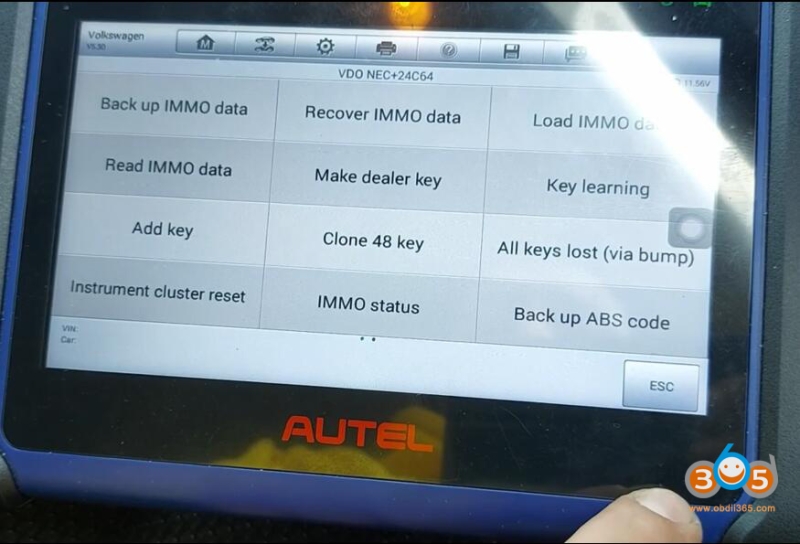 Autel IM508 VW Golf VDO 2009- All Keys Lost in Service Mode