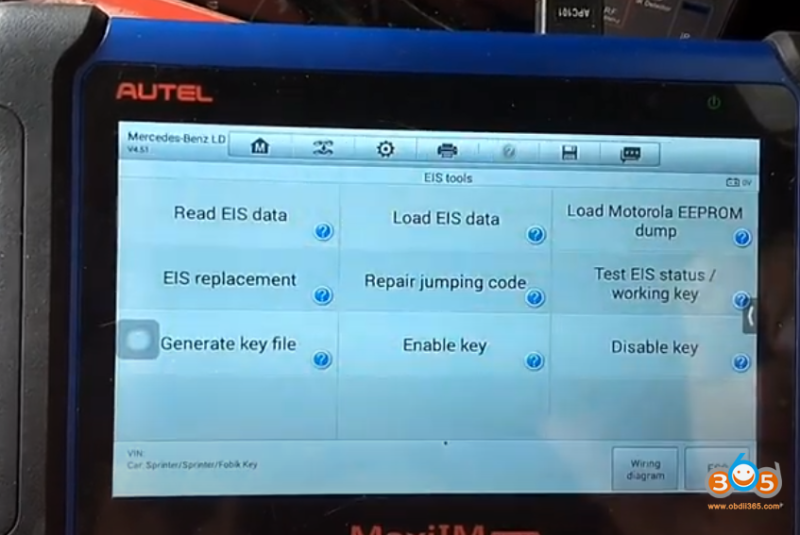 Autel IM508+ XP400 Read Mercedes Sprinter W906 Key Password via Dump