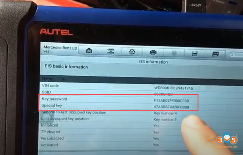 Autel IM508+ XP400 Read Mercedes Sprinter W906 Key Password via Dump