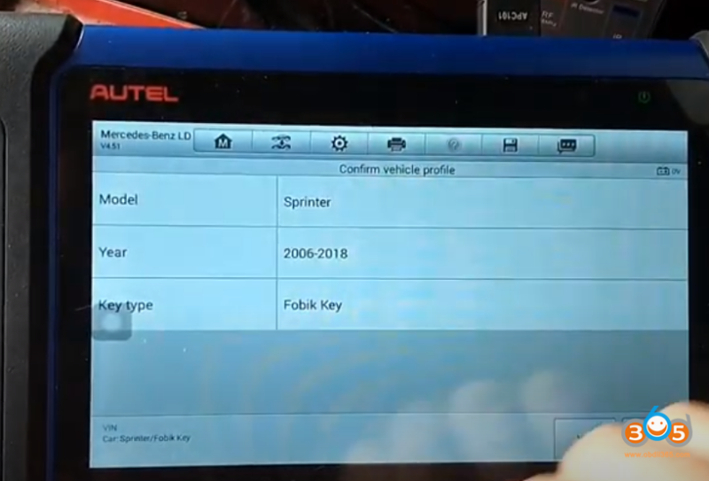 Autel IM508+ XP400 Read Mercedes Sprinter W906 Key Password via Dump