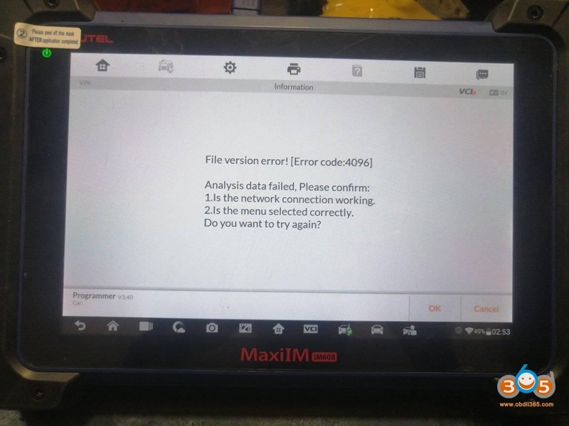 Autel IM608 BMW CAS3 AKL File Version Error 4096 Solution