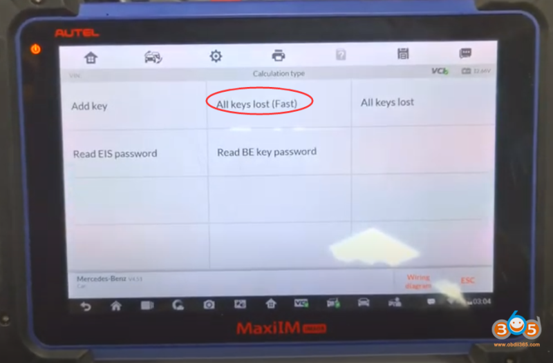 Autel IM608 Calculate MB W208 W210 Password without G-Box