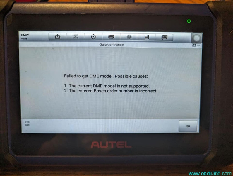 Autel IM608 Failed to Read BMW MG1CS003 DME?