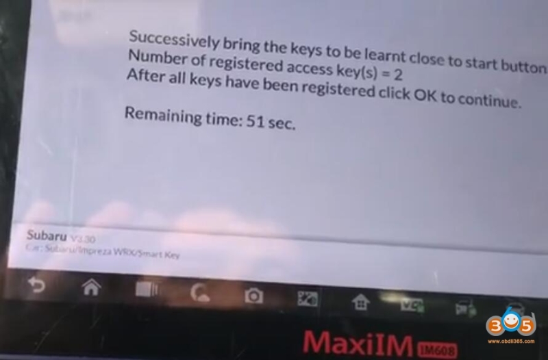 Autel IM608 Program Subaru WRX STI 2018 Smart Key Success