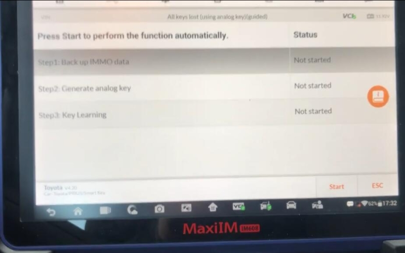 Autel IM608 Program Toyota Prius 2011 All Keys Lost via OBD