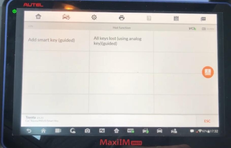 Autel IM608 Program Toyota Prius 2011 All Keys Lost via OBD