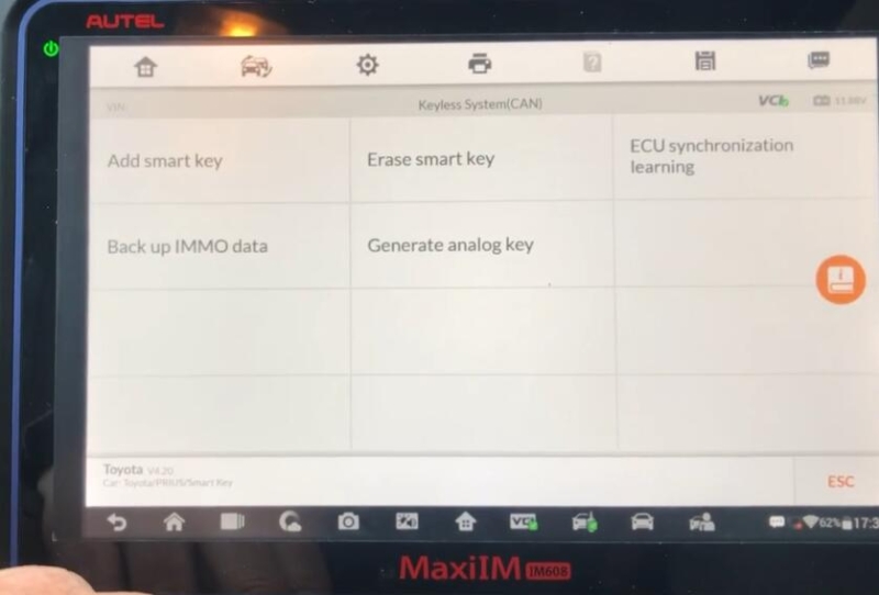 Autel IM608 Program Toyota Prius 2011 All Keys Lost via OBD
