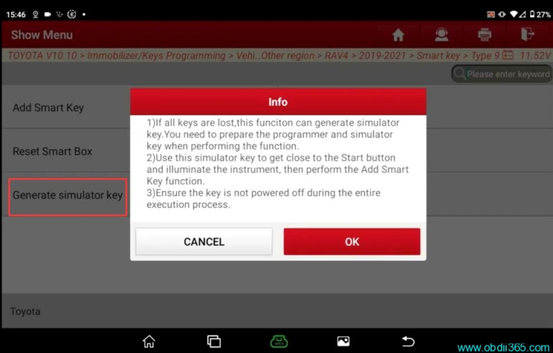 Launch X431 IMMO Plus Toyota RAV4 2019-2021 AKL via OBD