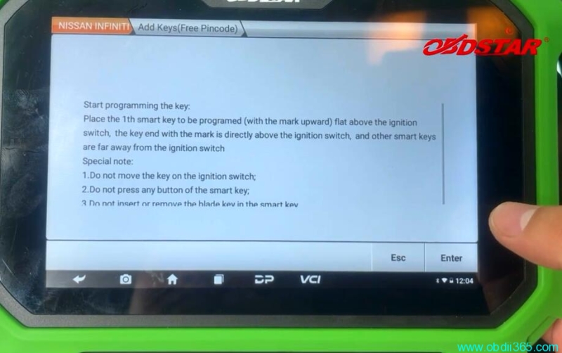 Program 2019 Nissan Sylphy Proximity with OBDSTAR X300 DP Plus Free Pin Code