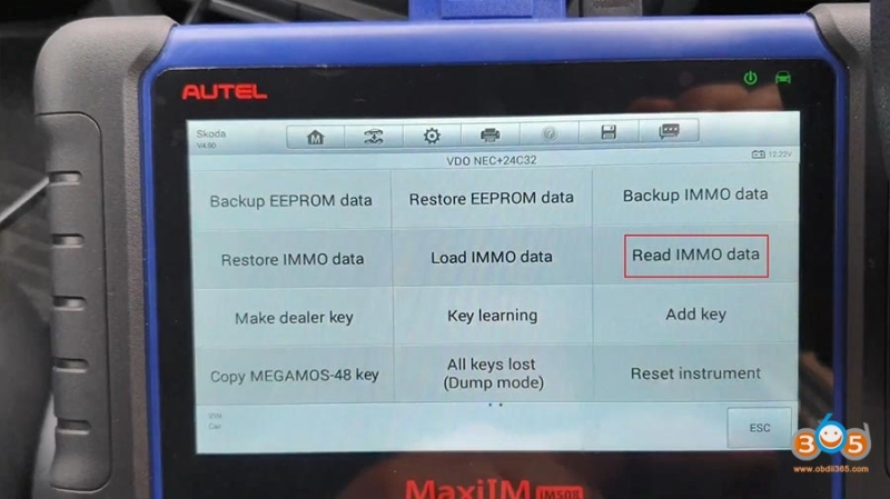 Program Skoda Octavia 2013 All Keys Lost with Autel IM508 via OBD