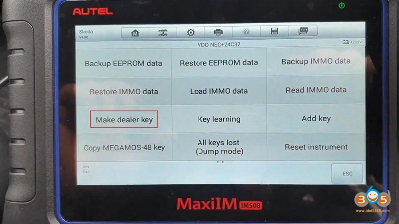 Program Skoda Octavia 2013 All Keys Lost with Autel IM508 via OBD