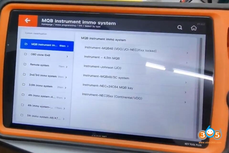 Program VAG MQB48 NEC35XX Key with VVDI Key Tool Plus