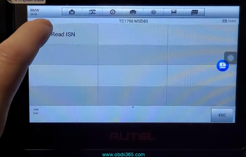 Read BMW E90 MSD80.2 DME ISN with Autel IM508 Gbox