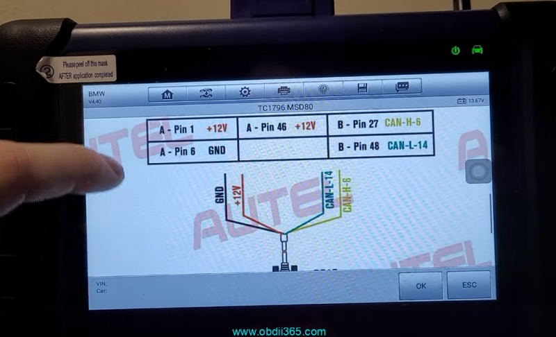 Read BMW E90 MSD80.2 DME ISN with Autel IM508 Gbox