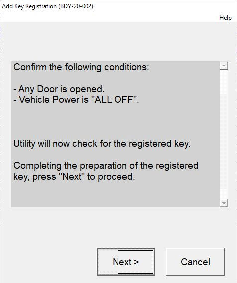 Register Toyota Roomy Key with Mini VCI Techstream