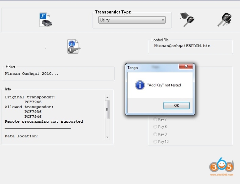 Tango Nissan Qashqai “Add Key Not Tested” Error Solution